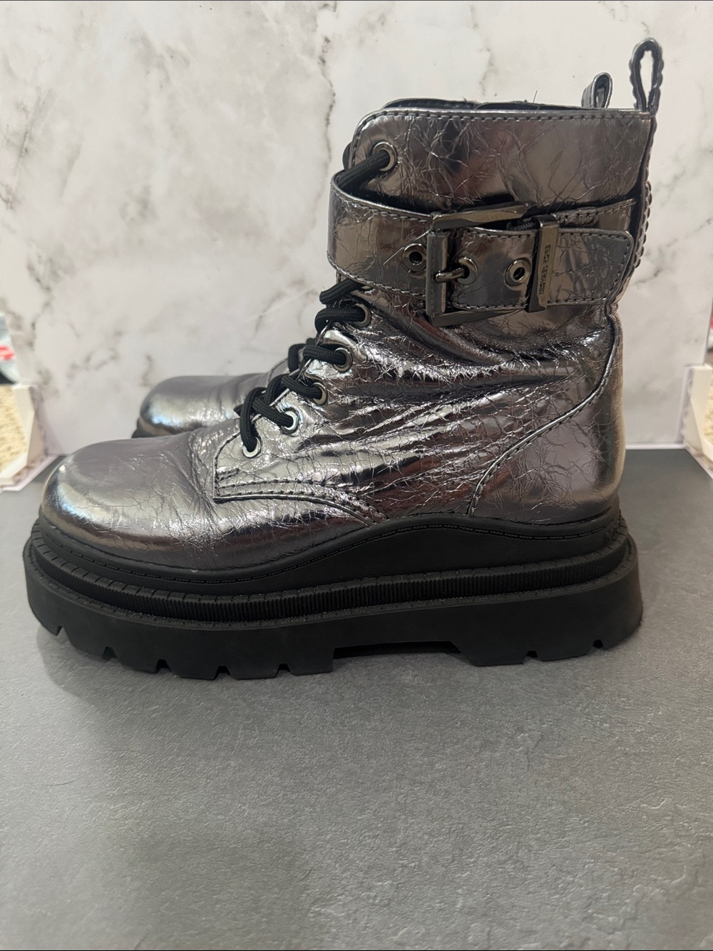 MK
Colby Crackled Metallic Leather Combat Boot - Picture 5 of 10